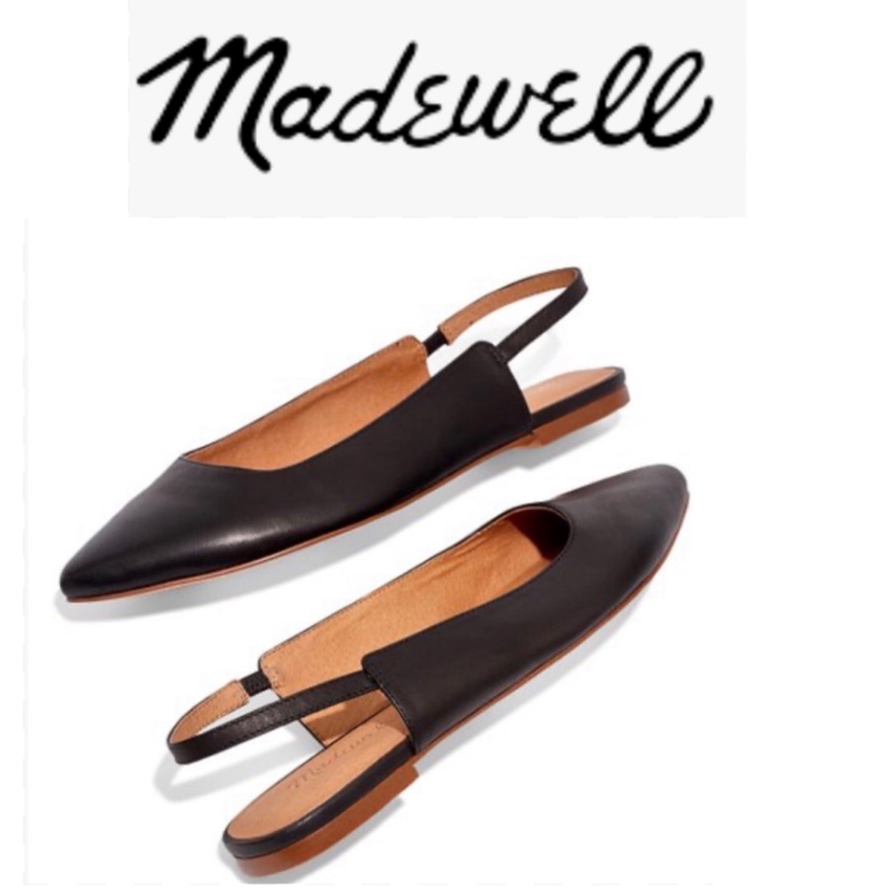 Madewell Margo Leather Slingback Flat Black 8.5